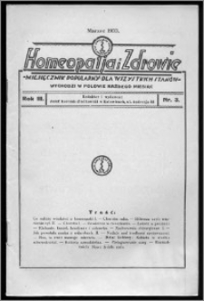 Homeopatja i Zdrowie 1933, R. 3, nr 3