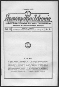 Homeopatja i Zdrowie 1933, R. 3, nr 6