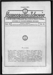 Homeopatja i Zdrowie 1933, R. 3, nr 8