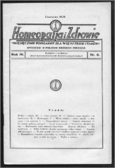 Homeopatja i Zdrowie 1934, R. 4, nr 6