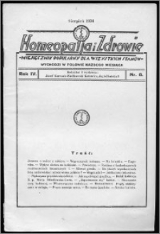 Homeopatja i Zdrowie 1934, R. 4, nr 8