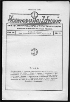 Homeopatja i Zdrowie 1934, R. 4, nr 9