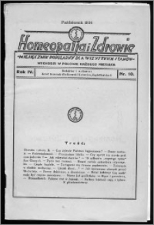 Homeopatja i Zdrowie 1934, R. 4, nr 10