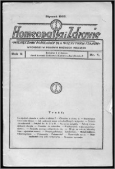 Homeopatja i Zdrowie 1935, R. 5, nr 1