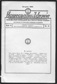 Homeopatja i Zdrowie 1935, R. 5, nr 8