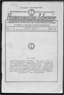 Homeopatja i Zdrowie 1935, R. 5, nr 11-12
