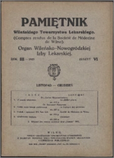 Pamiętnik Wileńskiego Towarzystwa Lekarskiego 1927, R. 3 z. 6