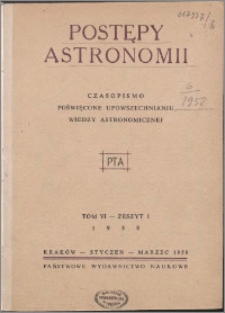 Postępy Astronomii 1958, T. 6 z. 1