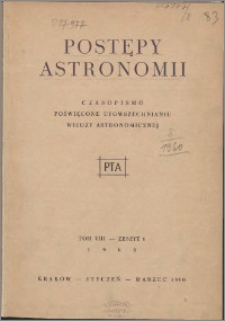 Postępy Astronomii 1960, T. 8 z. 1