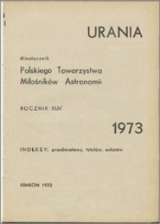 Urania 1973, R. 44 - indeksy