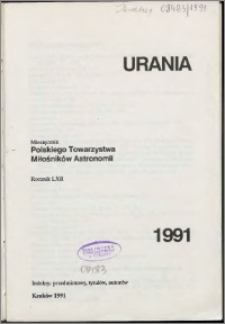 Urania 1991, R. 62 - indeksy