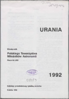 Urania 1992, R. 63 - indeksy