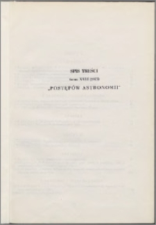 Postępy Astronomii 1975, T. 23 - spis treści
