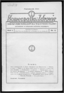 Homeopatja i Zdrowie 1931, R. 1, nr 2