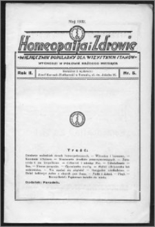 Homeopatja i Zdrowie 1932, R. 2, nr 5 + Lecznictwo ziołowe
