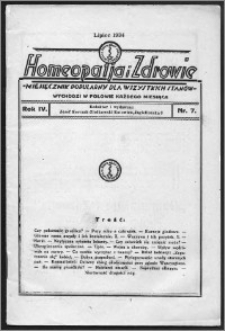 Homeopatja i Zdrowie 1934, R. 4, nr 7