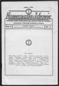 Homeopatja i Zdrowie 1935, R. 5, nr 7