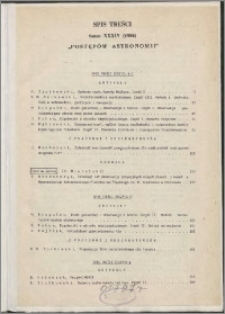 Postępy Astronomii 1986, T. 34 - spis treści