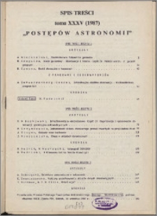 Postępy Astronomii 1987, T. 35 - spis treści