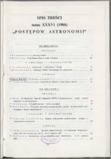 Postępy Astronomii 1988, T. 36 - spis treści