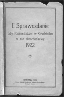 Sprawozdanie Izby Rzemieślniczej w Grudziądzu za Rok Obrachunkowy1922