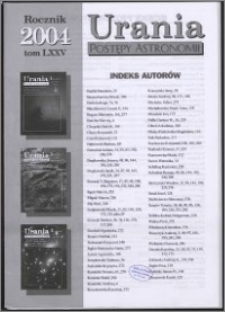 Urania - Postępy Astronomii 2004, T. 75 - indeksy