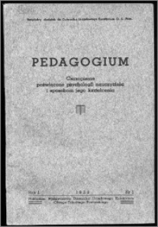 Pedagogium 1938/1939, R. 1, nr 1