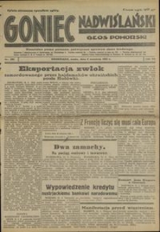 Goniec Nadwislanski : Głos Pomorski : niezależne pismo poranne poświęcone sprawom stanu średniego : 1931.09.02, R.7 nr 201