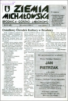 Ziemia Michałowska : Brodnica-Górzno-Jabłonowo R. 1992, Nr 12 (45)