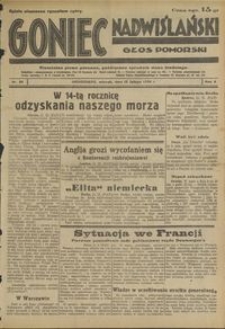 Goniec Nadwiślański : Głos Pomorski : niezależne pismo poranne poświęcone sprawom stanu średniego :1934.02.13, R. 10 nr 34