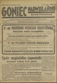 Goniec Nadwiślański : Głos Pomorski : niezależne pismo poranne poświęcone sprawom stanu średniego : 1935.05.02, R. 11 nr 102