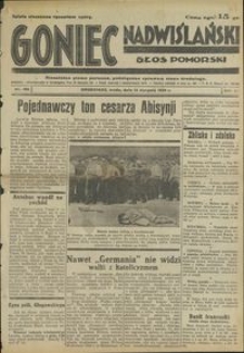 Goniec Nadwiślański : Glos Pomorski : niezależne pismo poranne poświęcone sprawom stanu średniego : 1935.08.14, R. 11 nr 186
