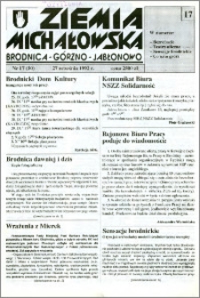 Ziemia Michałowska : Brodnica-Górzno-Jabłonowo R. 1992, Nr 17 (50)