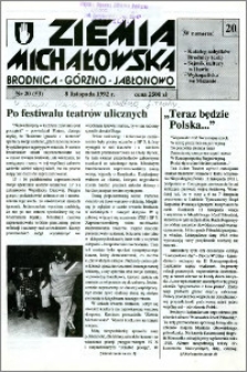 Ziemia Michałowska : Brodnica-Górzno-Jabłonowo R. 1992, Nr 20 (53)