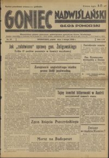 Goniec Nadwiślański : Głos Pomorski : niezależne pismo poranne poświęcone sprawom stanu średniego : 1938.02.04, R. 14 nr 27