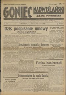 Goniec Nadwiślański : Głos Pomorski : niezależne pismo poranne poświęcone sprawom stanu średniego : 1938.04.14 R. 14 nr 87