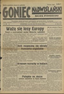 Goniec Nadwiślański : Głos Pomorski : niezależne pismo poranne poświęcone sprawom stanu średniego : 1938.04.28 R. 14 nr 98