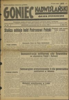 Goniec Nadwiślański : Głos Pomorski : niezależne pismo poranne poświęcone sprawom stanu średniego : 1938.06.20. R. 14, nr 139