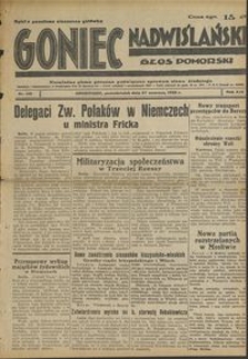 Goniec Nadwiślański : Głos Pomorski : niezależne pismo poranne poświęcone sprawom stanu średniego : 1938.06.27. R. 14, nr 145