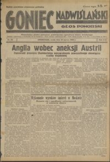 Goniec Nadwiślański : Głos Pomorski : niezależne pismo poranne poświęcone sprawom stanu średniego : 1938.03.16, R. 14 nr 62