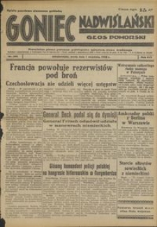Goniec Nadwiślański : Głos Pomorski : niezależne pismo poranne poświęcone sprawom stanu średniego : 1938.09.07, R. 14 nr 205
