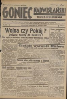 Goniec Nadwiślański : Głos Pomorski : niezależne pismo poranne poświęcone sprawom stanu średniego : 1938.09.27, R. 14 nr 222