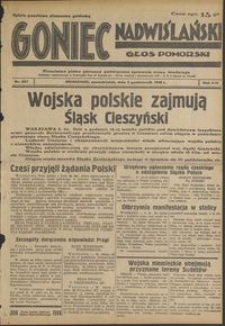Goniec Nadwiślański : Głos Pomorski : niezależne pismo poranne poświęcone sprawom stanu średniego : 1938.10.03, R. 14 nr 227