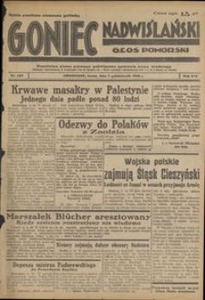Goniec Nadwiślański : Głos Pomorski : niezależne pismo poranne poświęcone sprawom stanu średniego : 1938.10.05, R. 14 nr 229