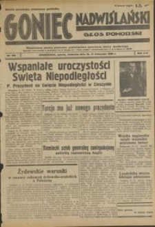 Goniec Nadwiślański : Głos Pomorski : niezależne pismo poranne poświęcone sprawom stanu średniego : 1938.11.12/13, R. 14 nr 261