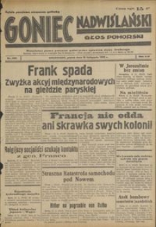Goniec Nadwiślański : Głos Pomorski : niezależne pismo poranne poświęcone sprawom stanu średniego : 1938.11.18, R. 14 nr 266