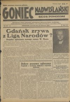 Goniec Nadwiślański : Głos Pomorski : niezależne pismo poranne poświęcone sprawom stanu średniego : 1938.11.24, R. 14 nr 271