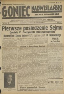 Goniec Nadwiślański : Głos Pomorski : niezależne pismo poranne poświęcone sprawom stanu średniego : 1938.11.29, R. 14 nr 275