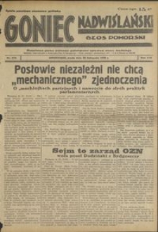 Goniec Nadwiślański : Głos Pomorski : niezależne pismo poranne poświęcone sprawom stanu średniego : 1938.11.30, R. 14 nr 276