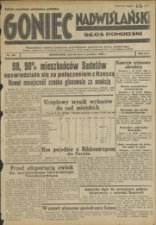 Goniec Nadwiślański : Głos Pomorski : niezależne pismo poranne poświęcone sprawom stanu średniego : 1938.12.06, R. 14 nr 281